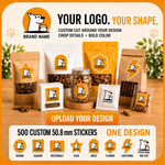 Custom-shaped 2-inch gloss vinyl stickers for product packaging
