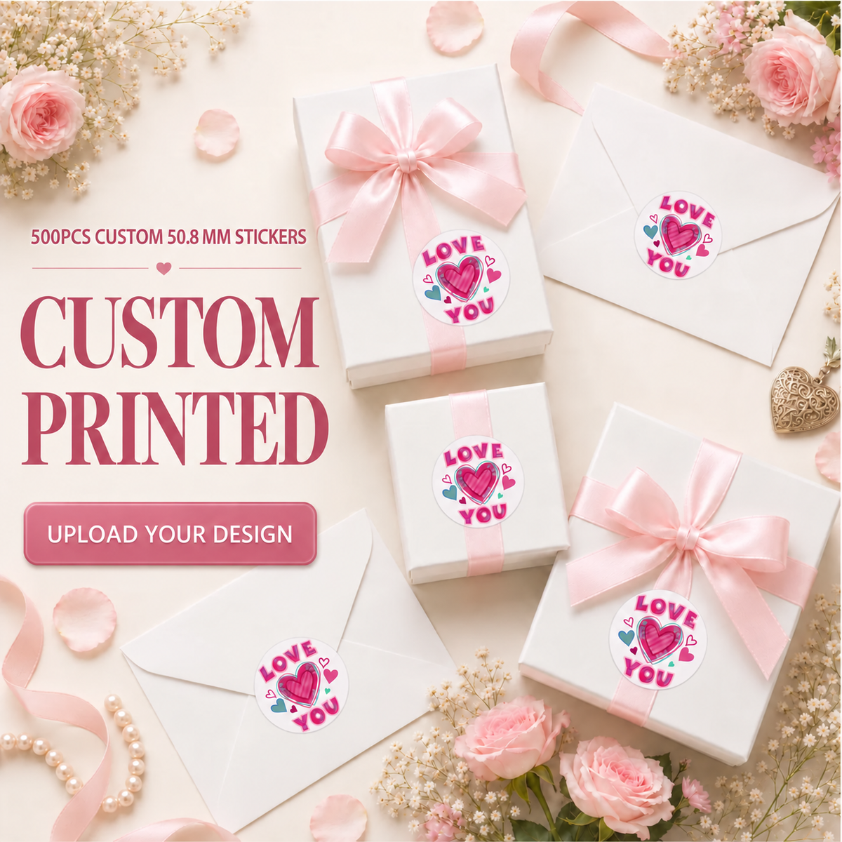 Custom 2-inch stickers for gift boxes and envelopes
