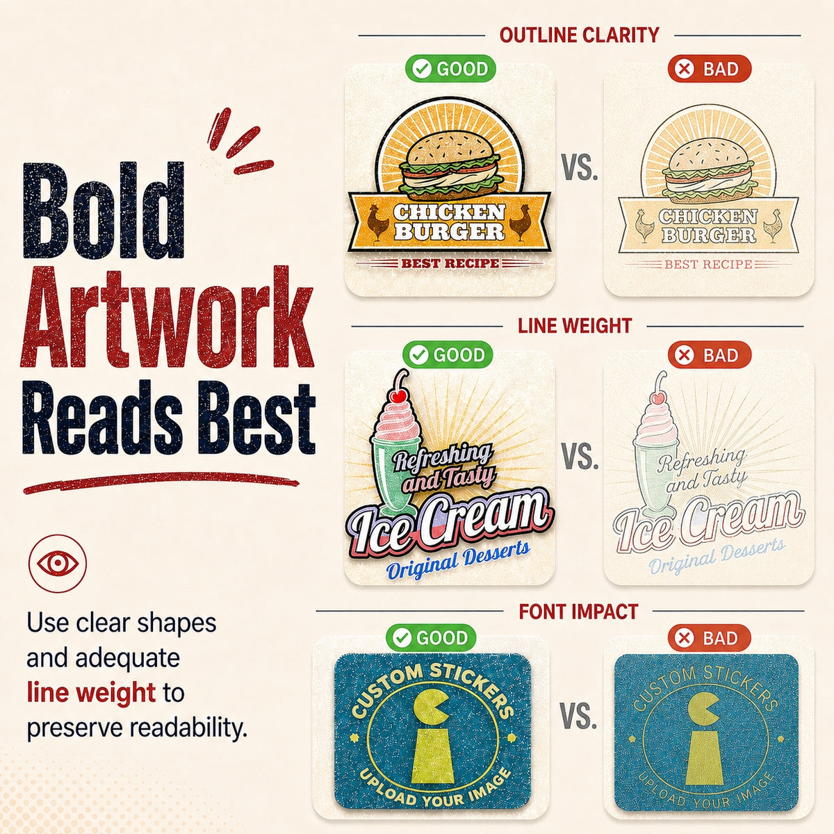 Bold artwork guidance for glitter holographic stickers