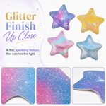 Glitter holographic sticker finish close-up