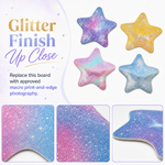 Glitter holographic sticker finish close-up