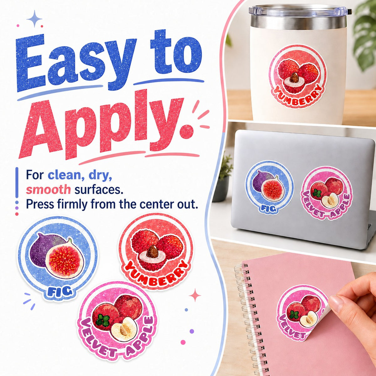 How to apply a glitter sticker on clean, smooth surfaces