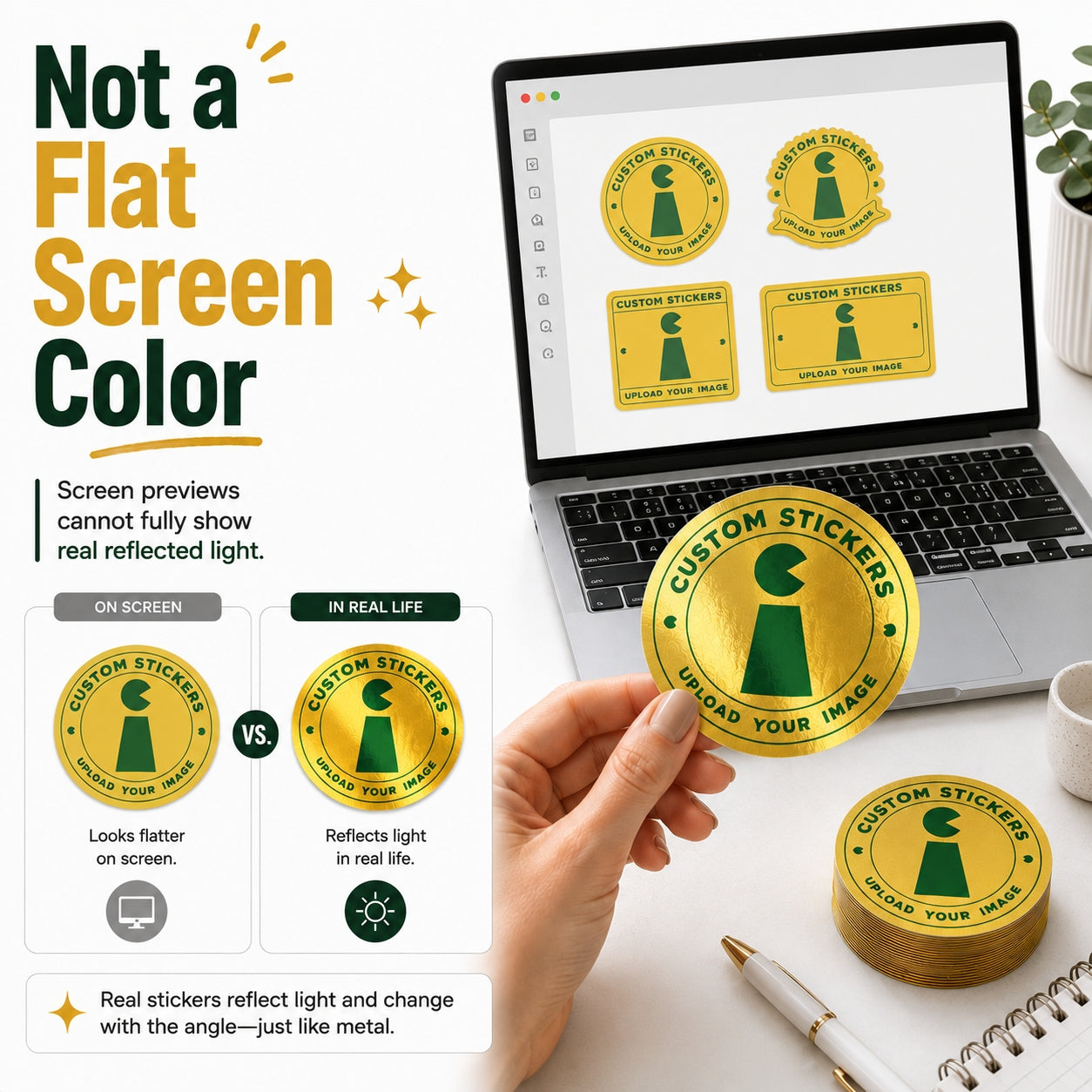 Artwork color guidance for gold metallic stickers