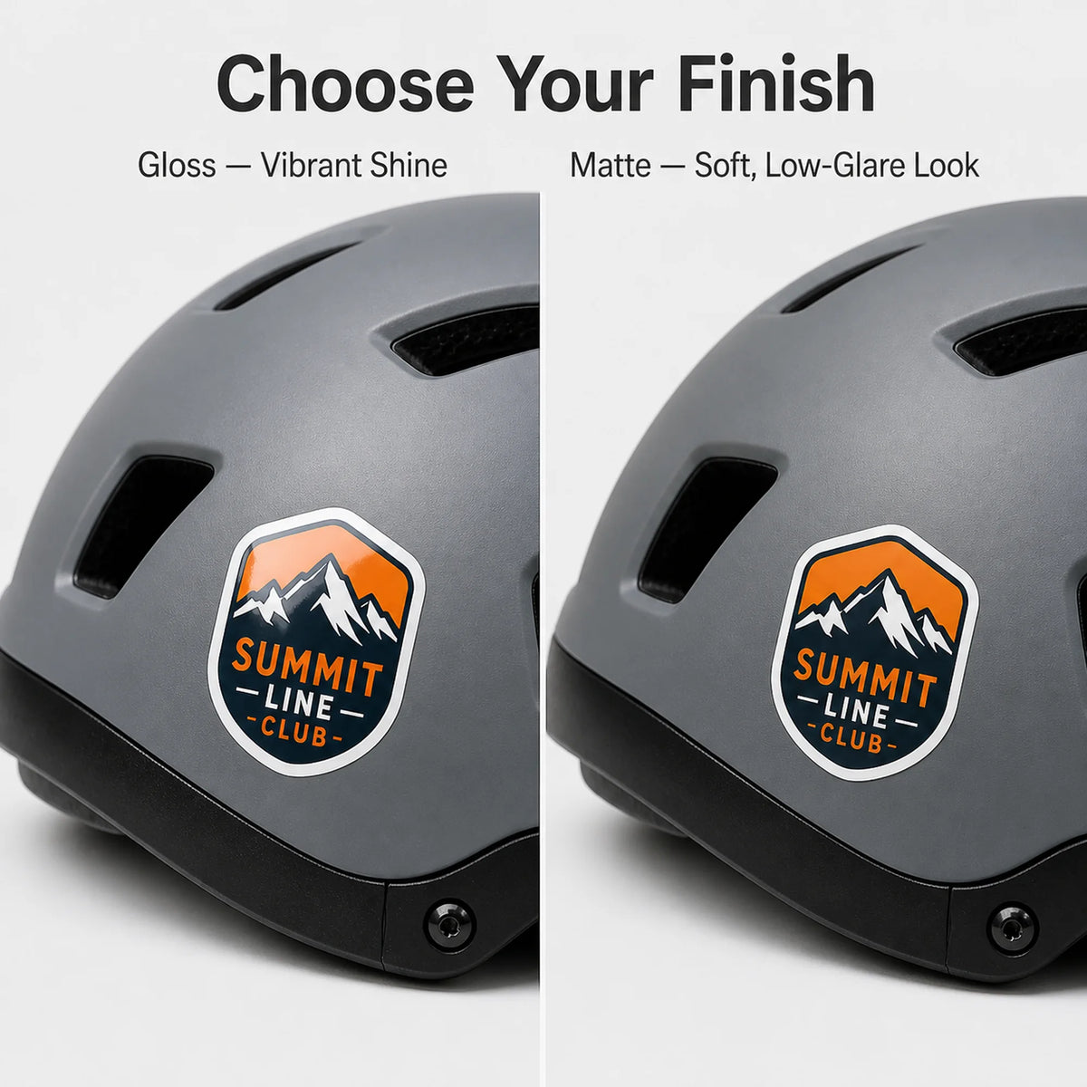 Helmet Stickers — gloss and matte finish comparison