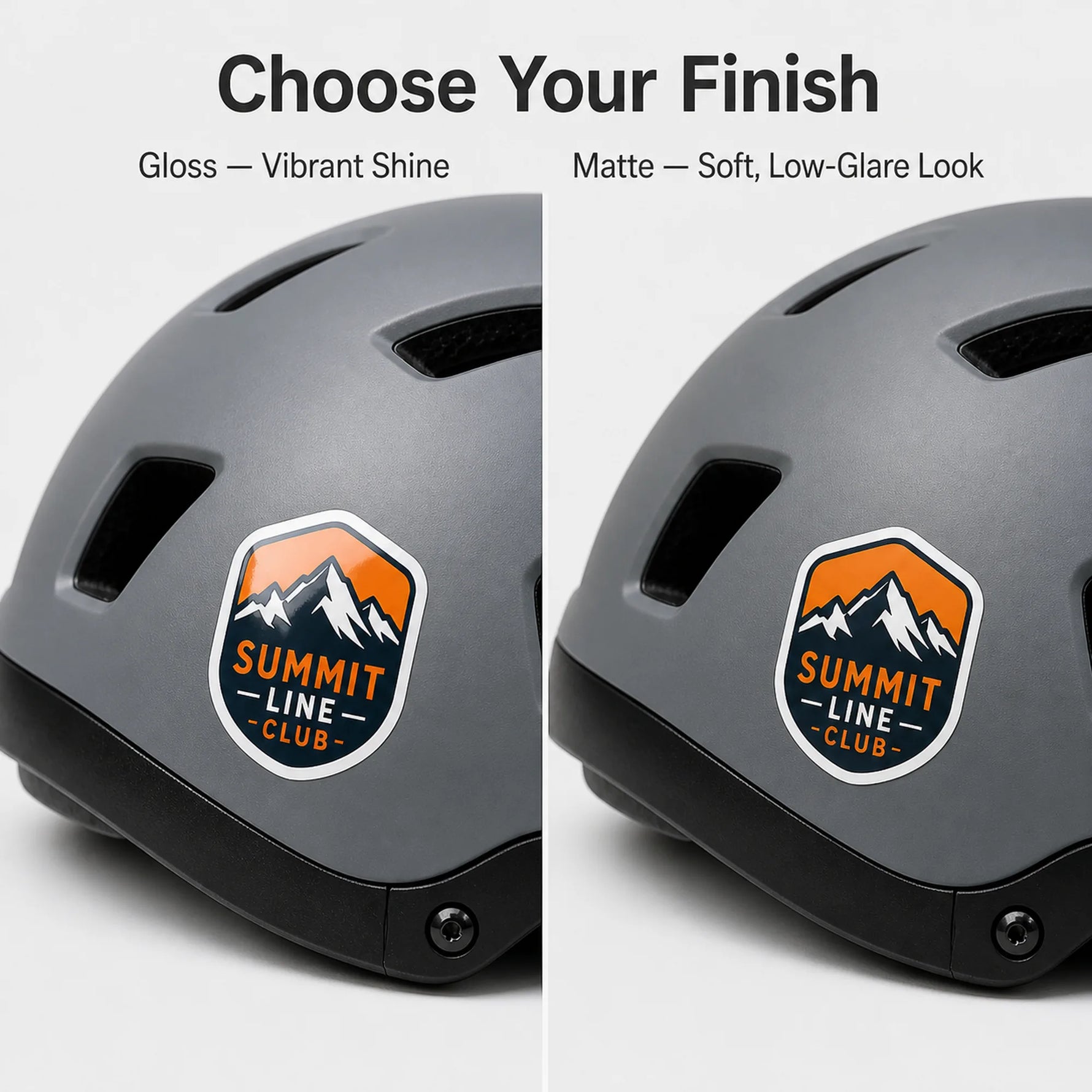 Helmet Stickers — gloss and matte finish comparison