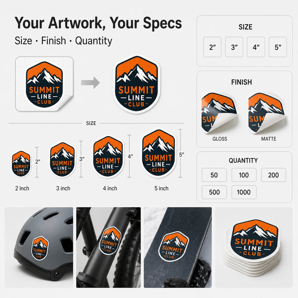 Helmet Stickers — artwork, finish, and quantity options