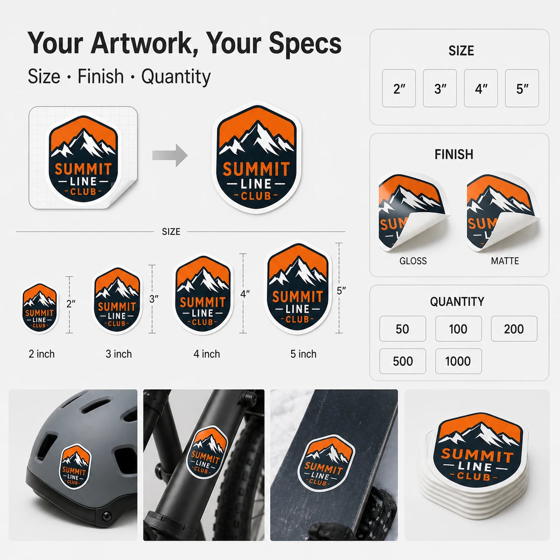Helmet Stickers — artwork, finish, and quantity options