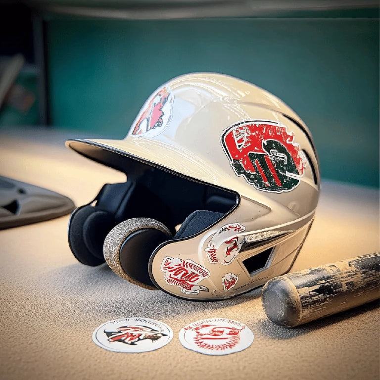 Known helmet shell materials and coatings approved for decorative adhesive use