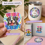 Custom holographic stickers used on tumblers, notebooks, and everyday items