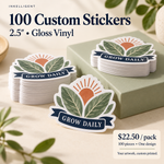 Inkelligent 100-2-5 custom gloss vinyl sticker pack, original GROW DAILY botanical example design