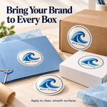 WAVE STUDIO custom gloss vinyl stickers - branded packaging examples