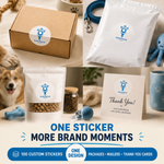 100 custom gloss vinyl stickers for branded packaging, mailers and thank-you cards