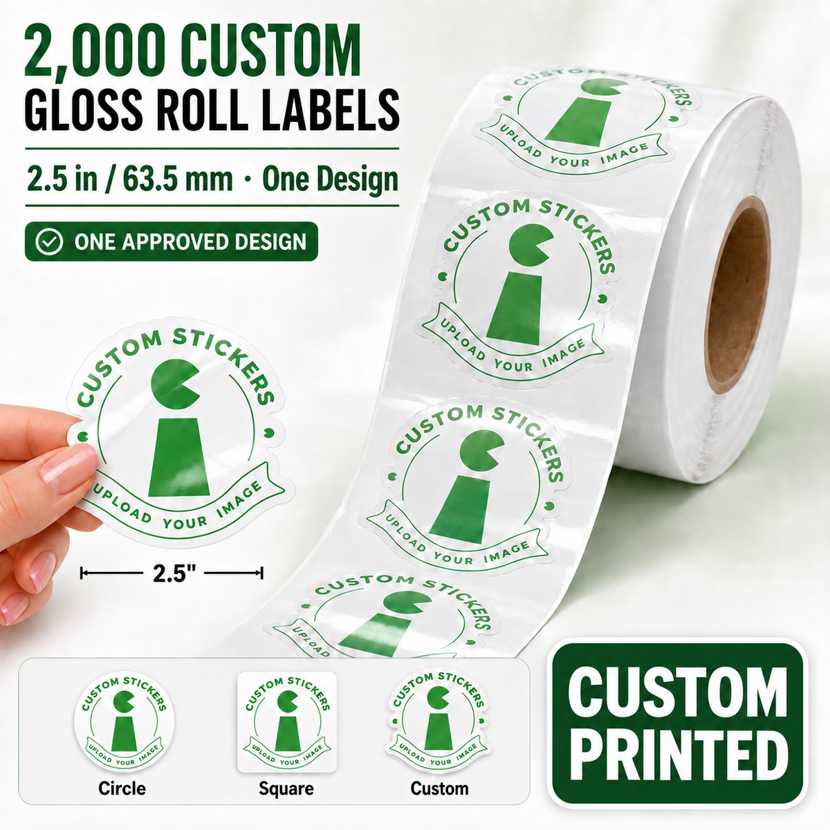 2000 custom 2.5-inch gloss roll labels