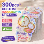 300 custom 2.5-inch holographic stickers with rainbow shine