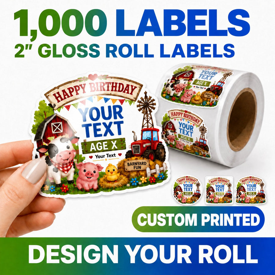 1000 custom 2-inch gloss roll labels