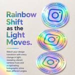 Rainbow shift effect on holographic vinyl stickers
