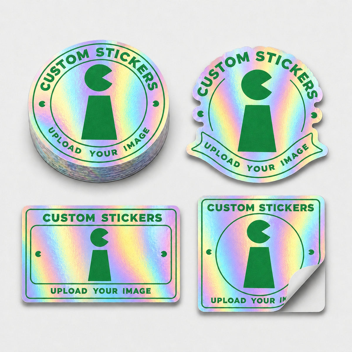 Custom iridescent holographic stickers
