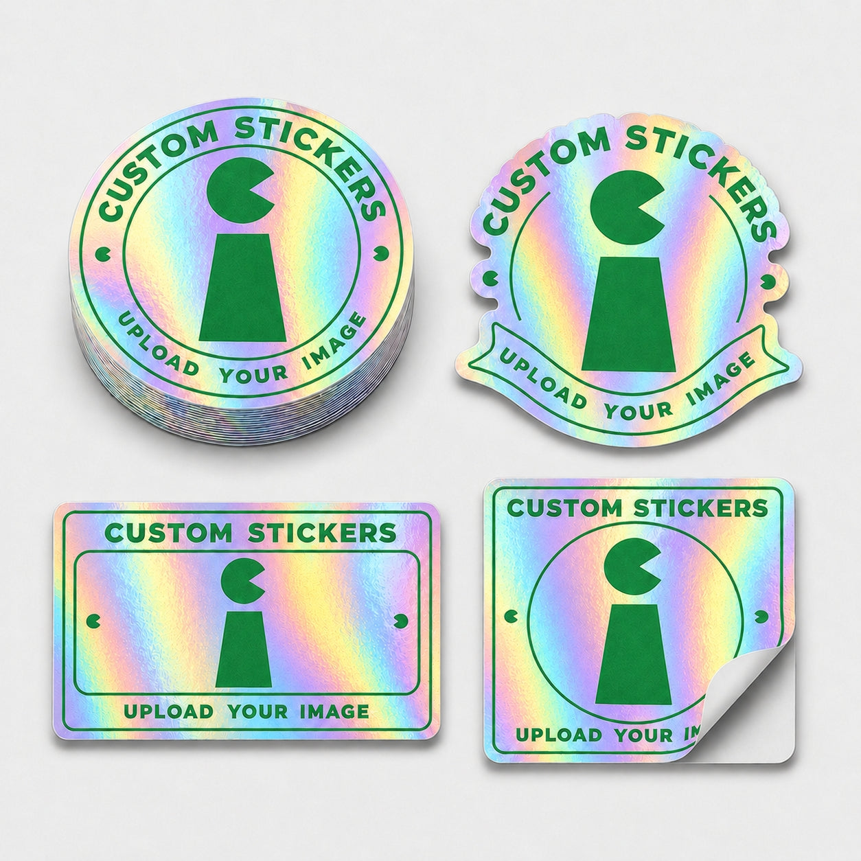 Custom iridescent holographic stickers