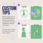 Holographic sticker artwork and white background tips