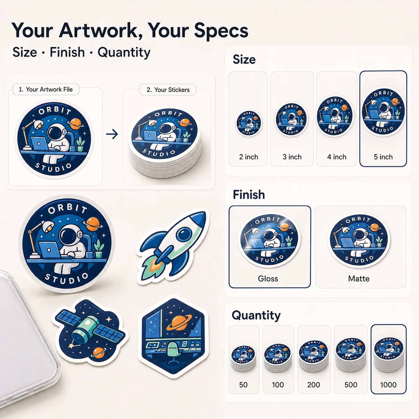 Laptop Stickers — artwork, finish, and quantity options