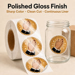 Polished gloss custom roll labels with sharp color and a clean cut