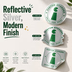 Reflective silver metallic sticker finish