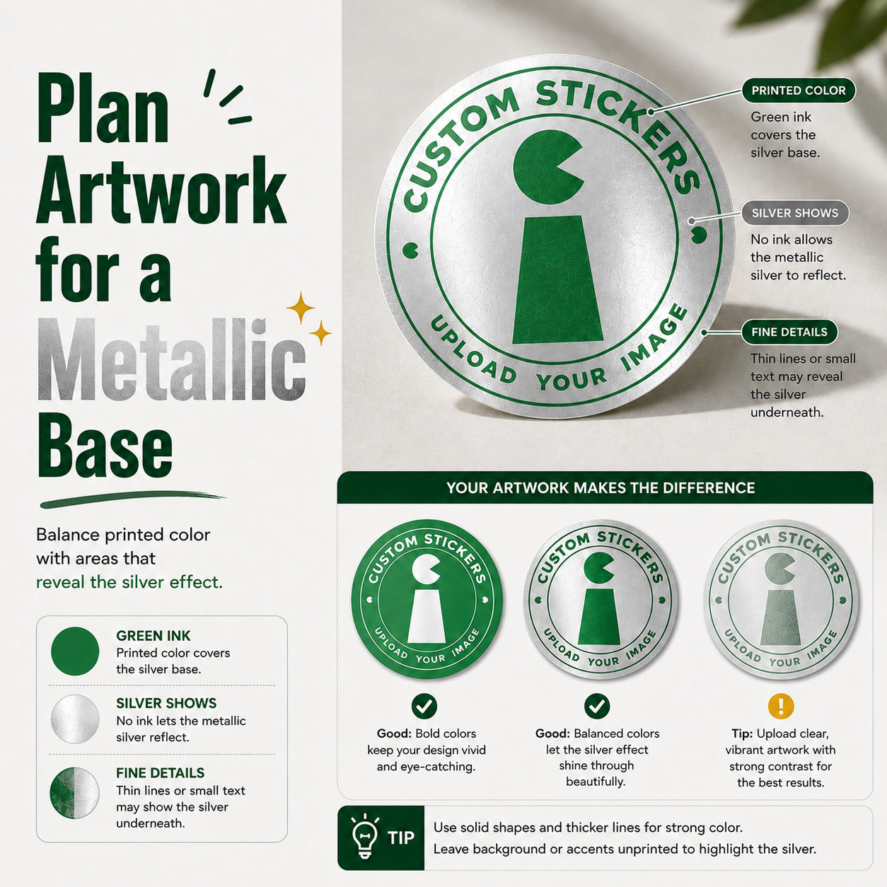 Artwork planning for silver metallic sticker film
