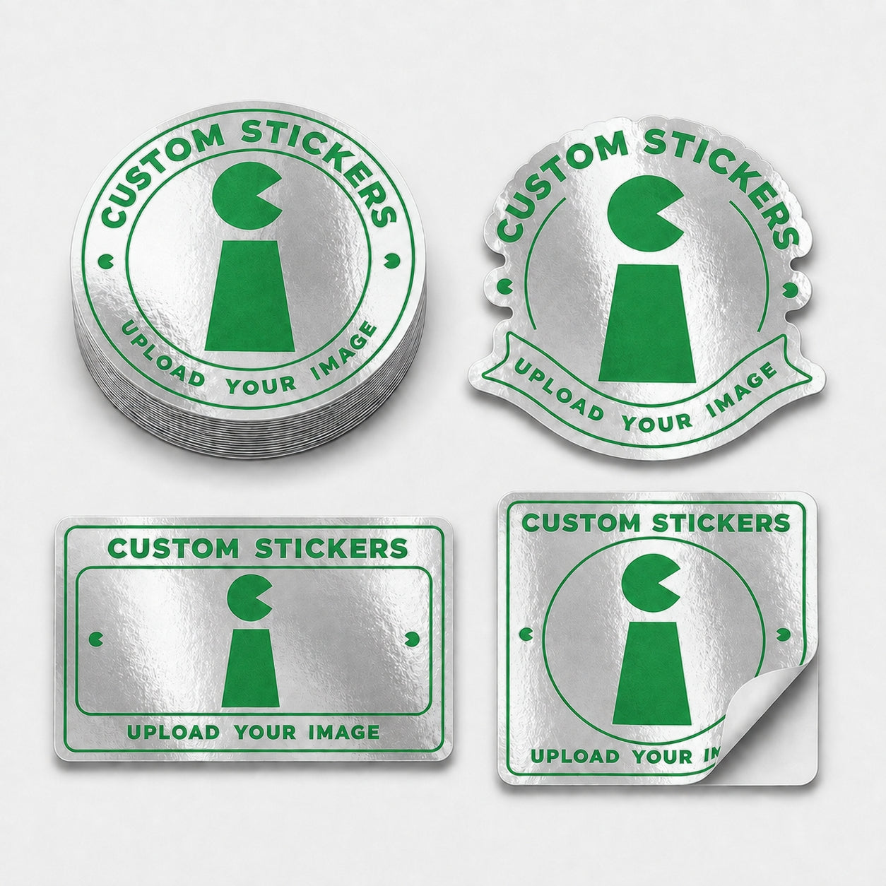 Custom silver metallic vinyl stickers