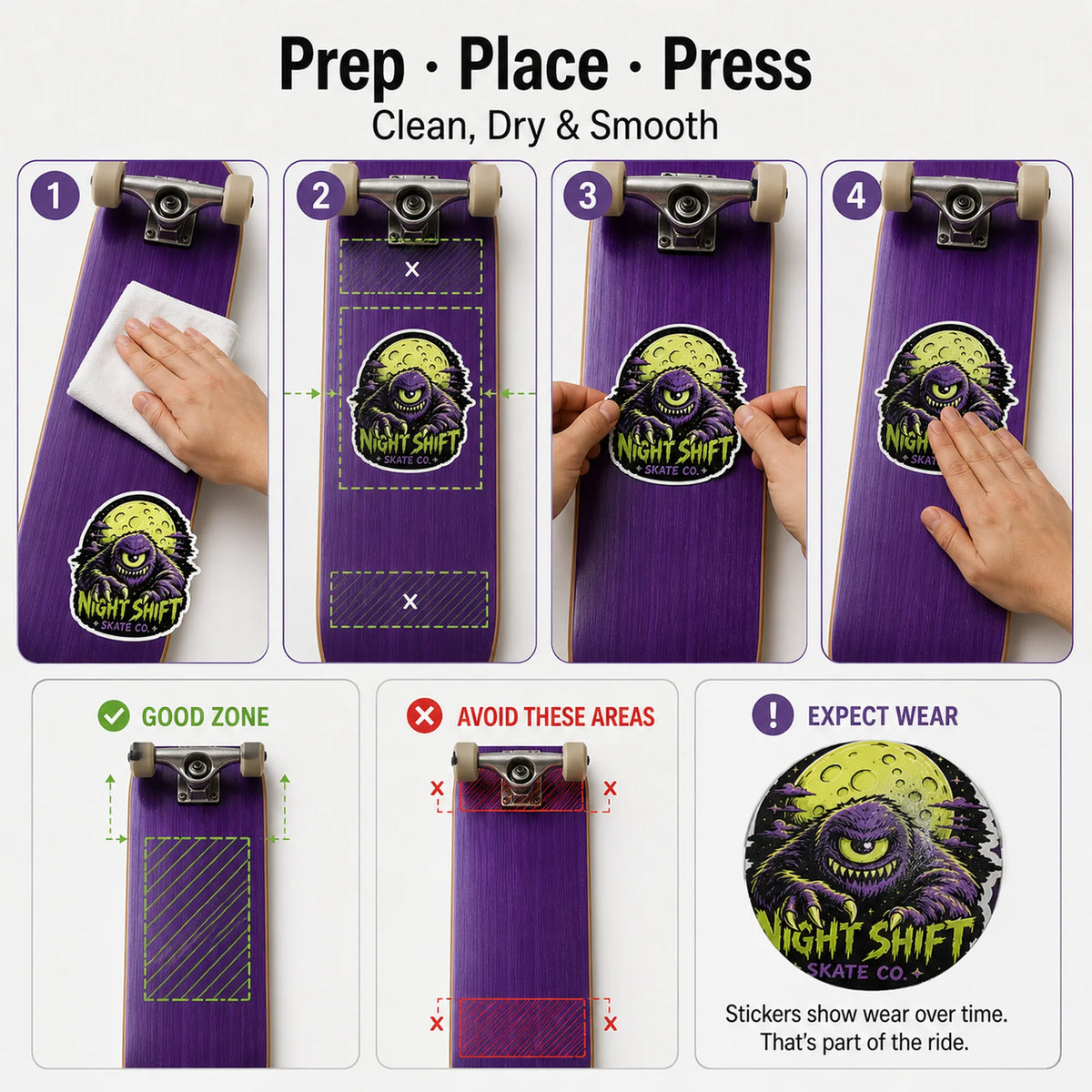 Skateboard Stickers — application guide