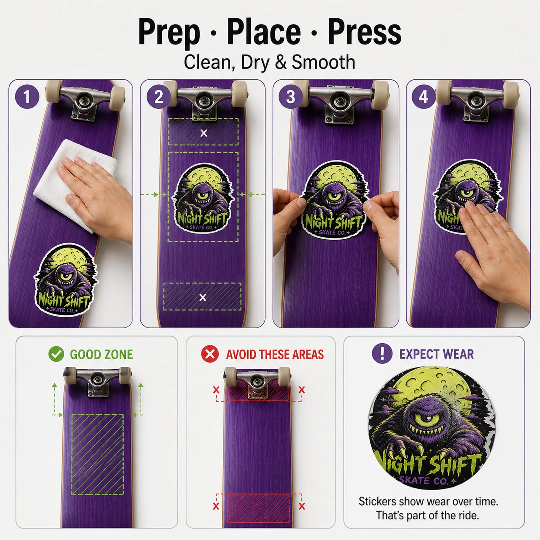 Skateboard Stickers — application guide