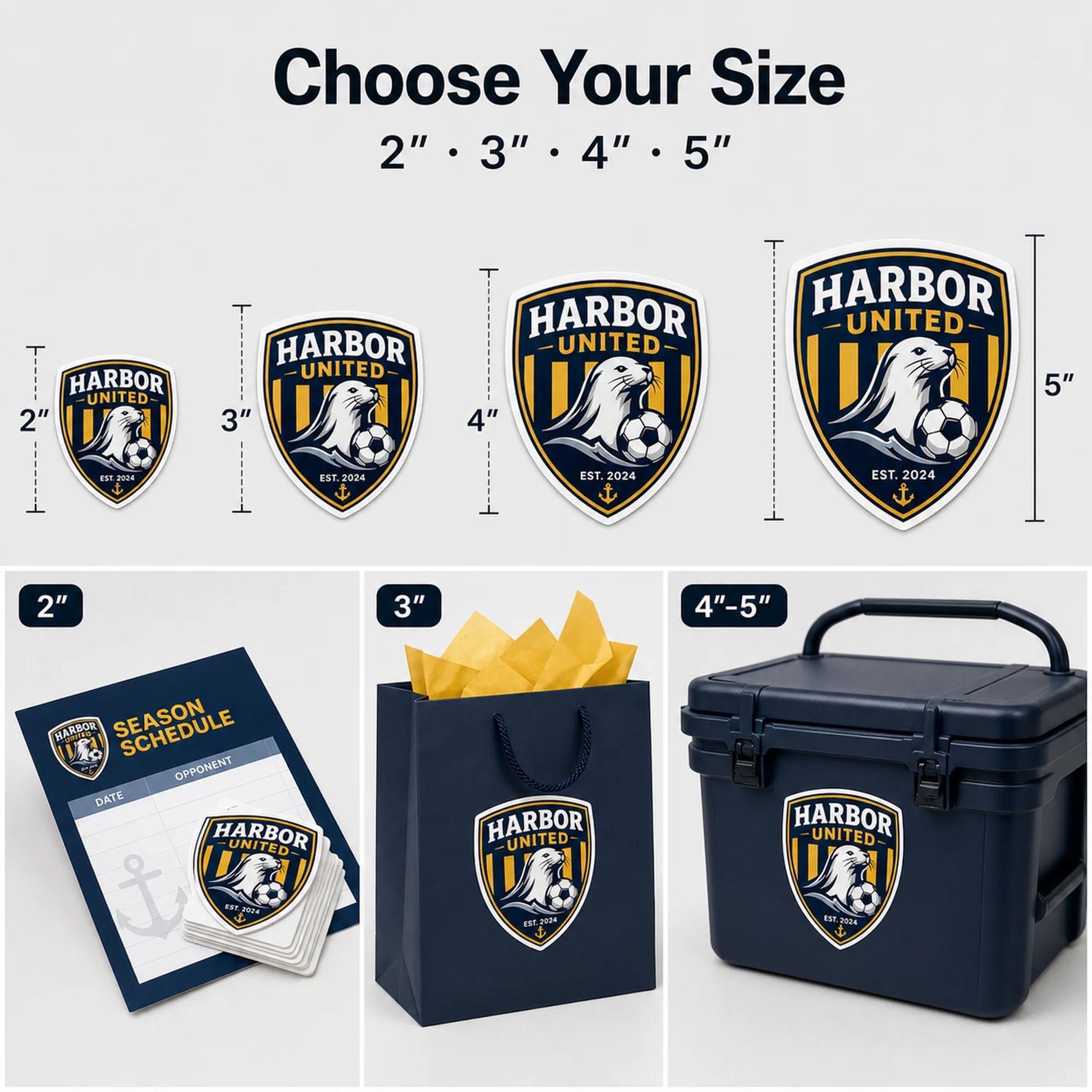 Sports Club Stickers — size guide