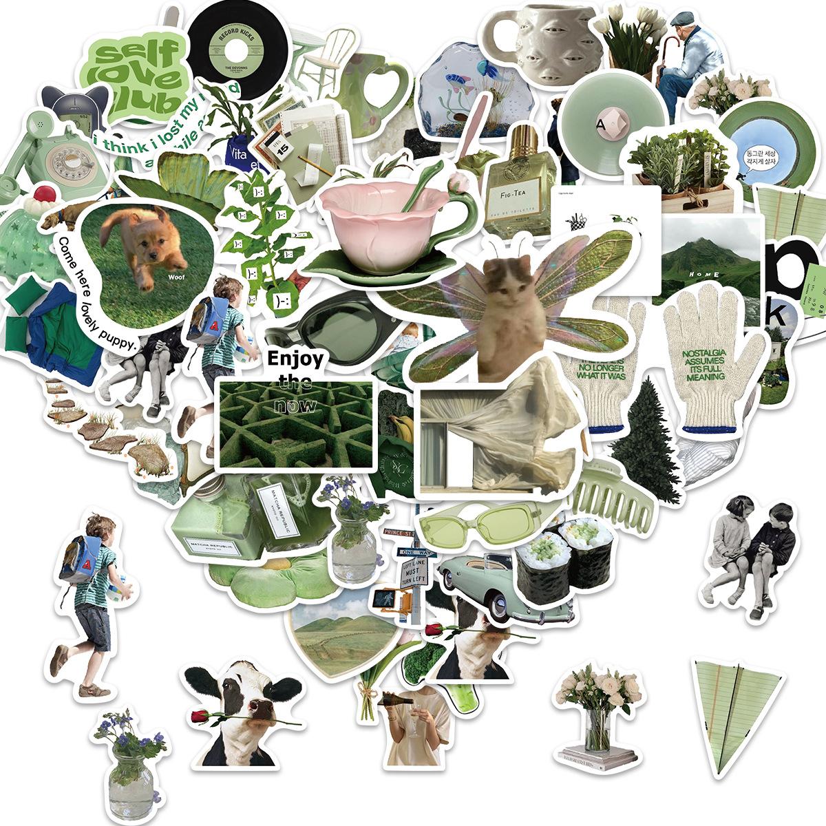 Durable Journey Green Waterproof Vinyl Stickers – 53 Pcs