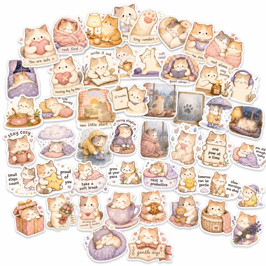 Emotional Support Cat Stickers – 50 Pcs