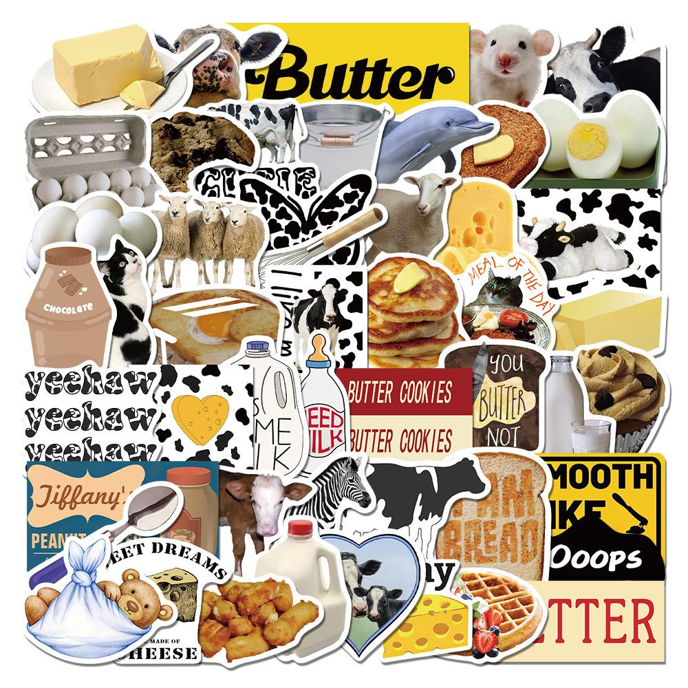 Cream Butter Food Graffiti Stickers – 50 Pcs