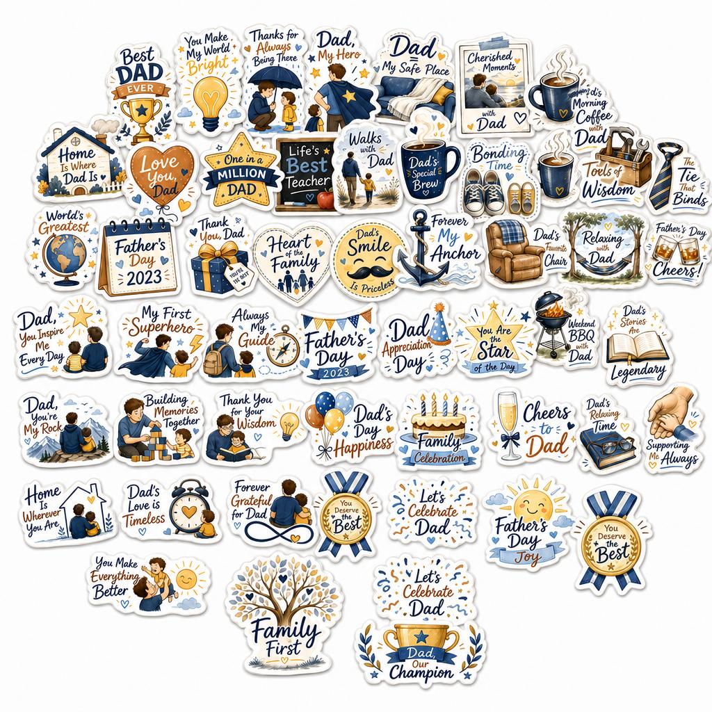 Father's Day Waterproof Vinyl Stickers Pack