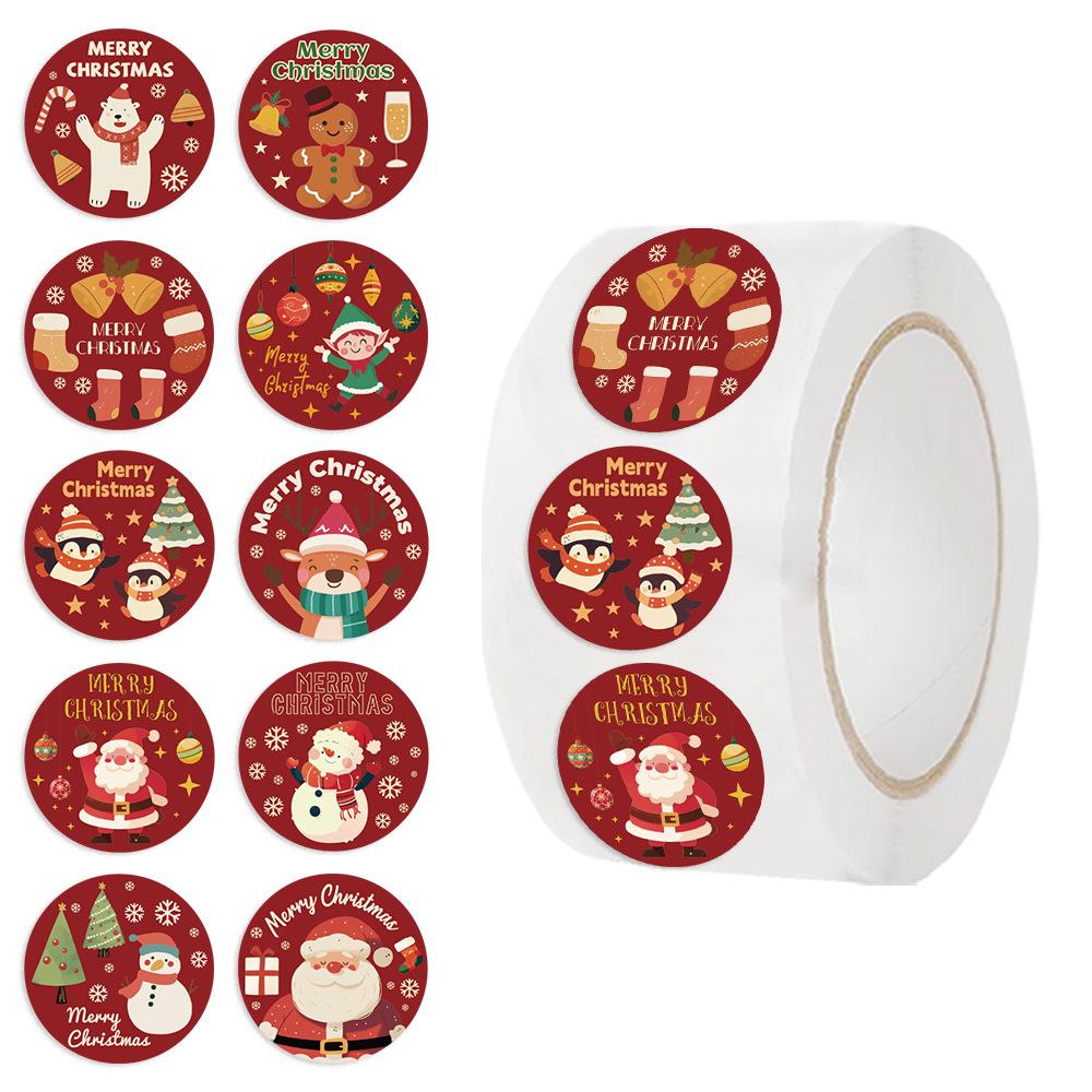 Large Round Christmas Stickers Roll – 500 Pcs