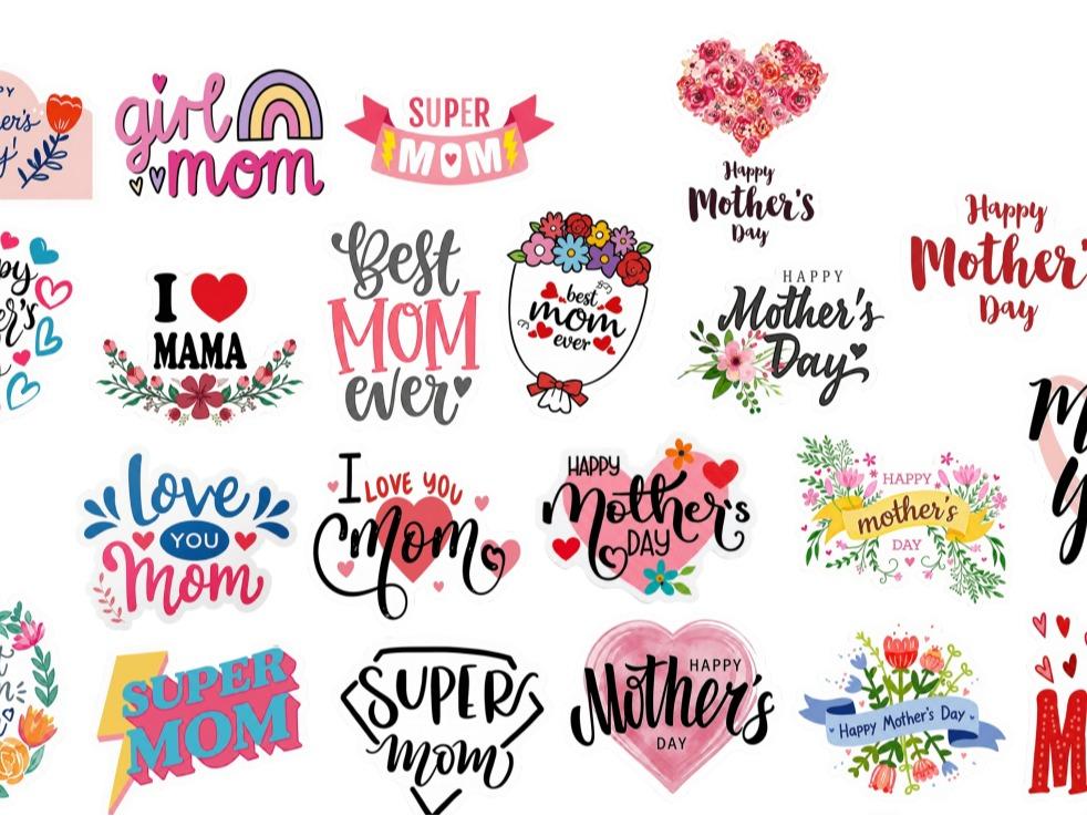 Cute Floral Heart Adhesive Stickers Pack for Mom
