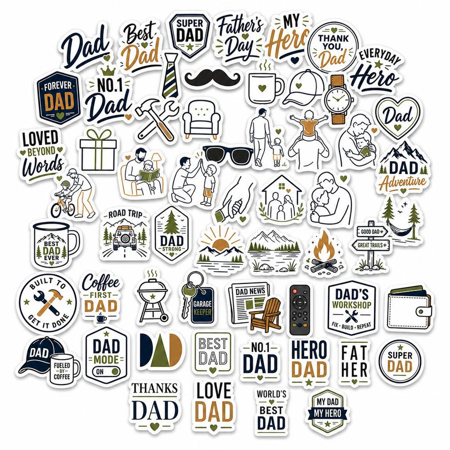 Minimalist Dad-Themed Waterproof Vinyl Stickers