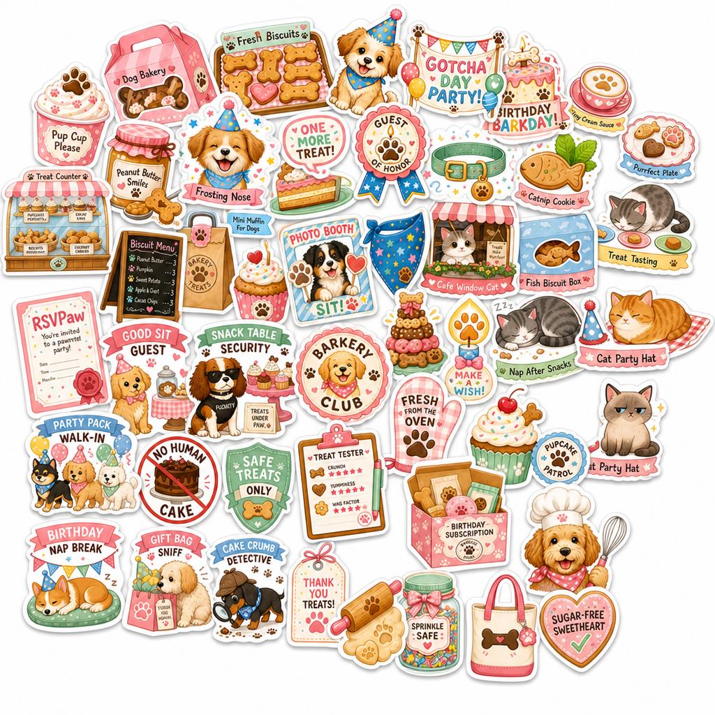 Dog Bakery Theme Stickers – 50 Pcs