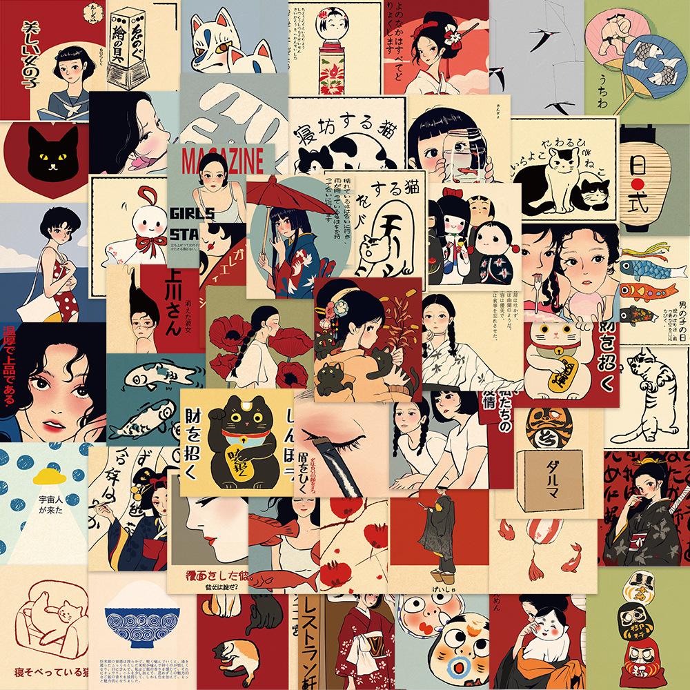 Vintage Red Aesthetic Stickers – 50 Pcs