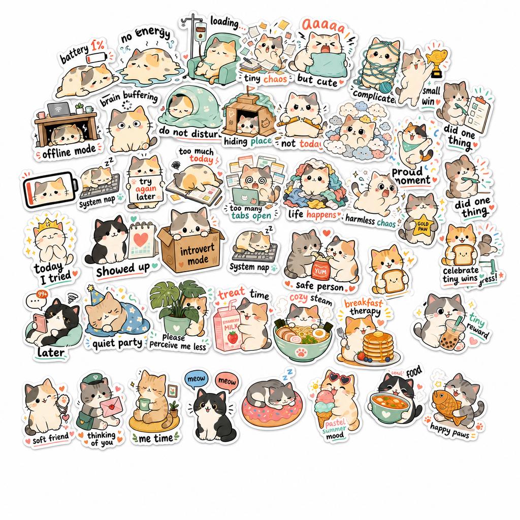 Cute Cat Mood Meme Stickers