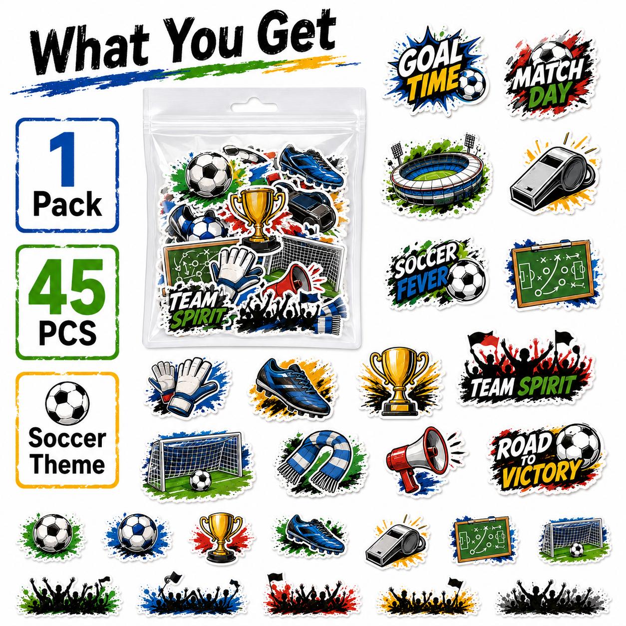 Soccer Sticker Pack – 45 Pcs