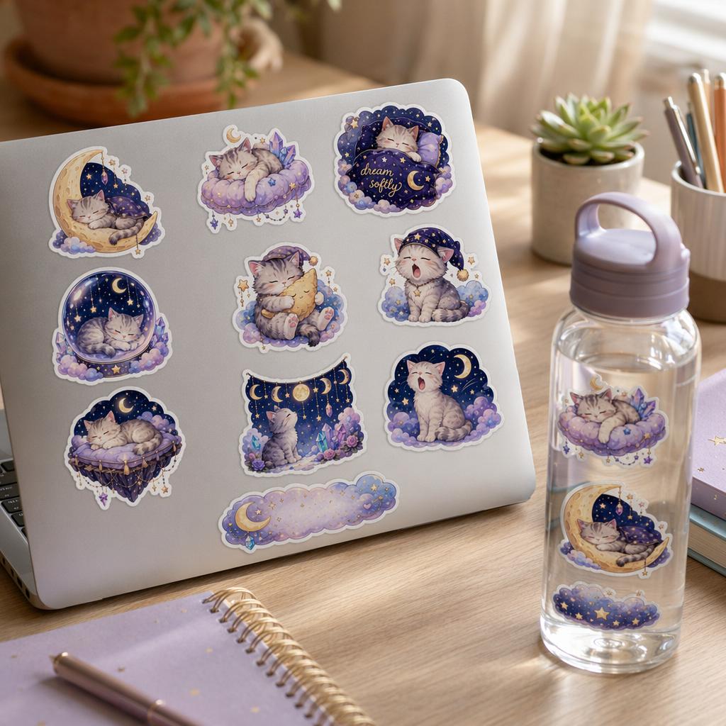 Cute Magical Cat Stickers Pack