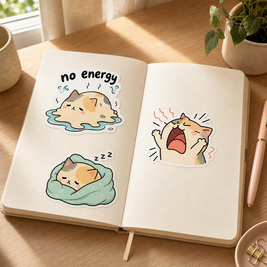 Cute Cat Mood Meme Stickers