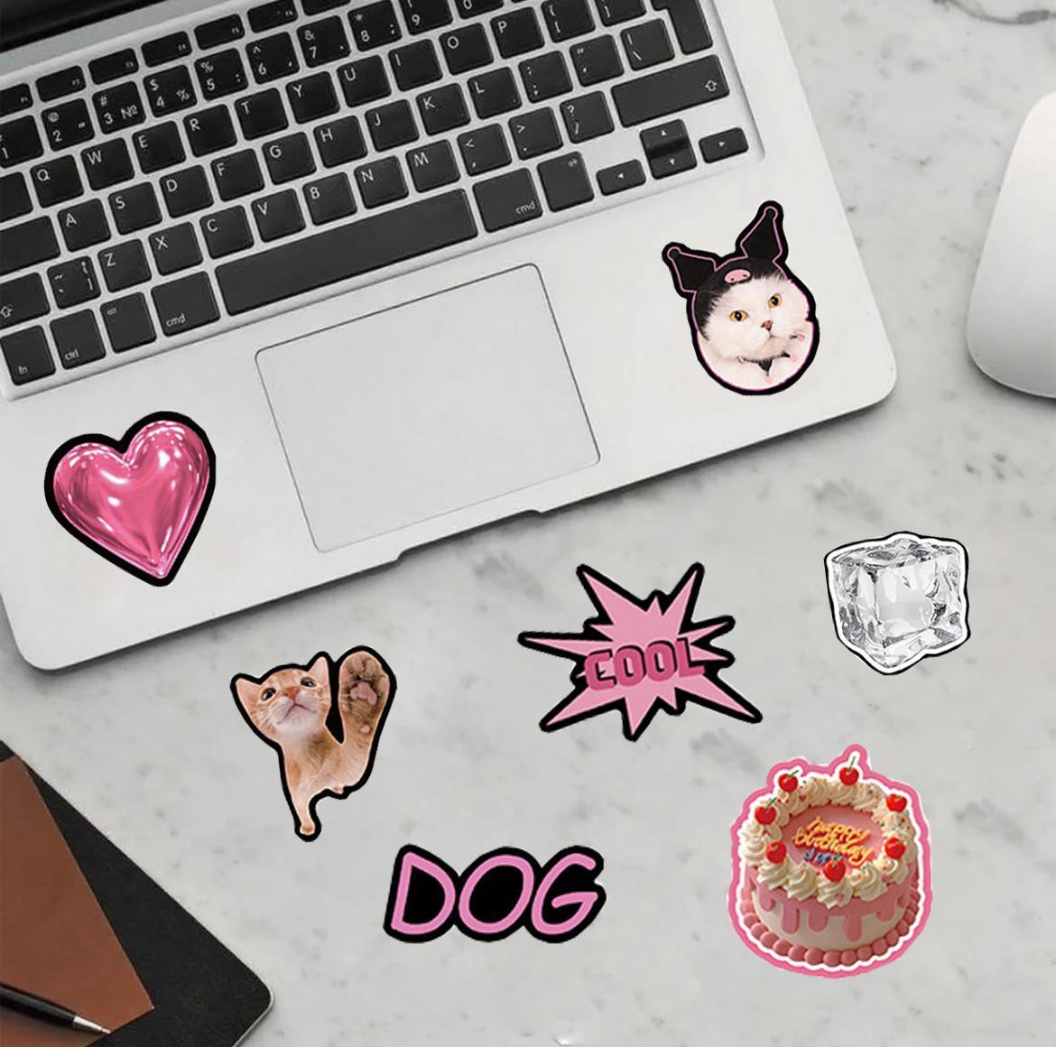 Pink & Black Coquette Aesthetic Stickers Pack – 110 Pcs