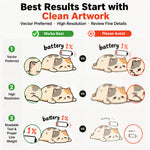 Artwork quality guide comparing sharp vector artwork with blurry or overly fine files