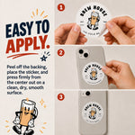 How to apply a white vinyl sticker: peel, place and press firmly