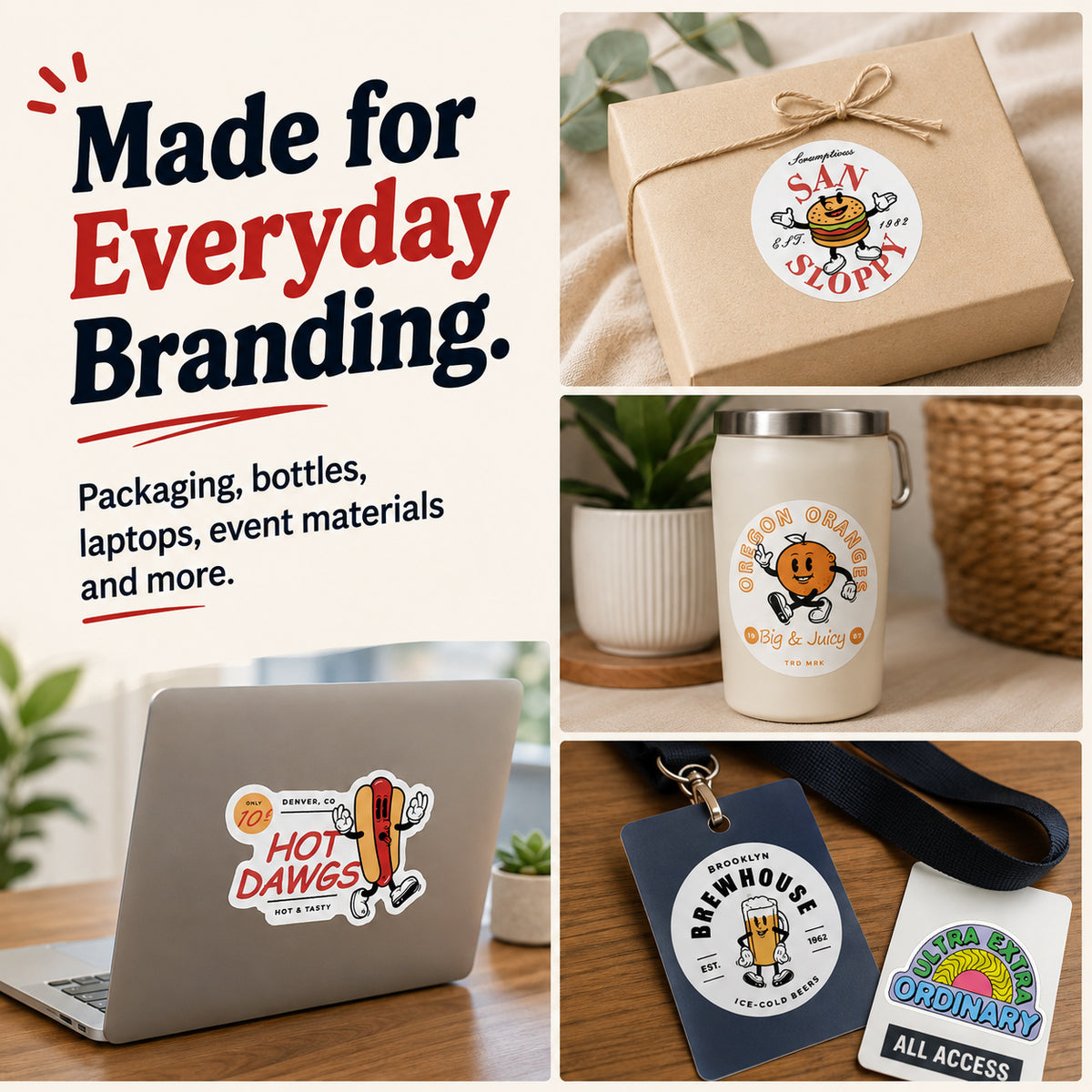 White vinyl stickers for everyday branding