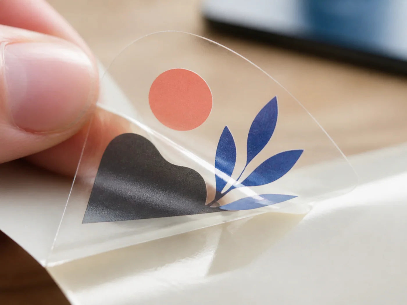 Close material detail for Transparent custom stickers