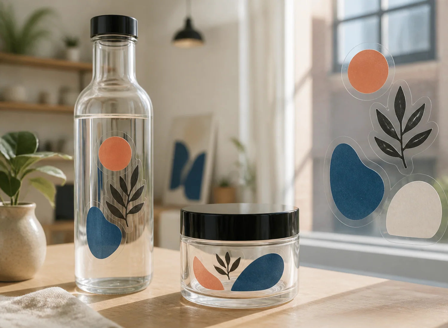 Transparent custom stickers shown in a finished application